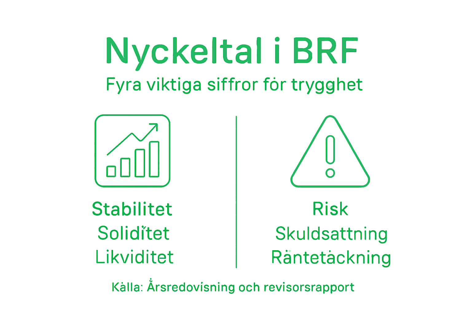 Grafisk översikt: Fyra viktiga nyckeltal för bostadsrättsföreningen