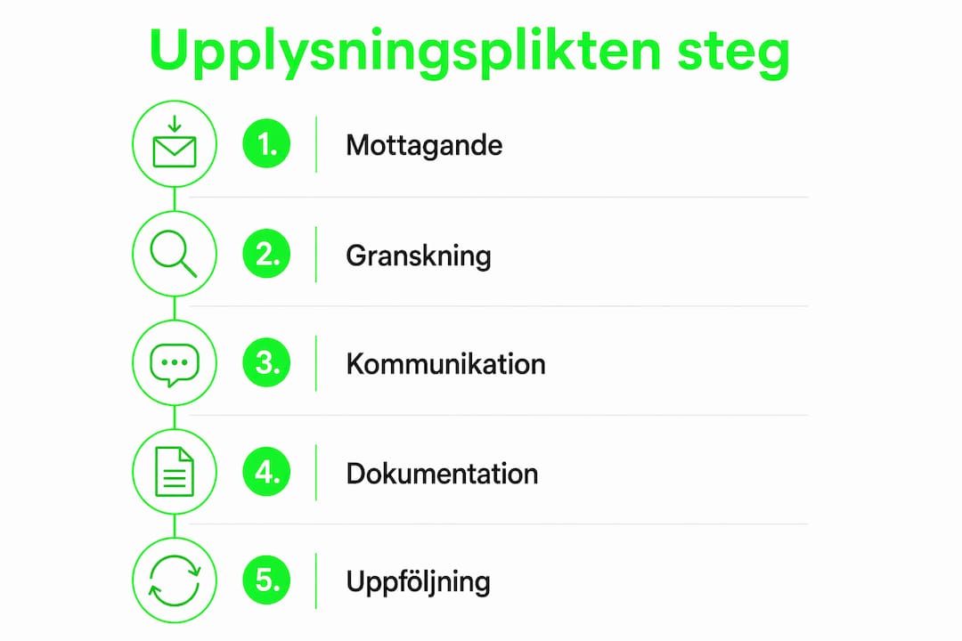 Grafisk översikt som tydligt visar hur mäklarens informationsansvar går till, steg för steg.