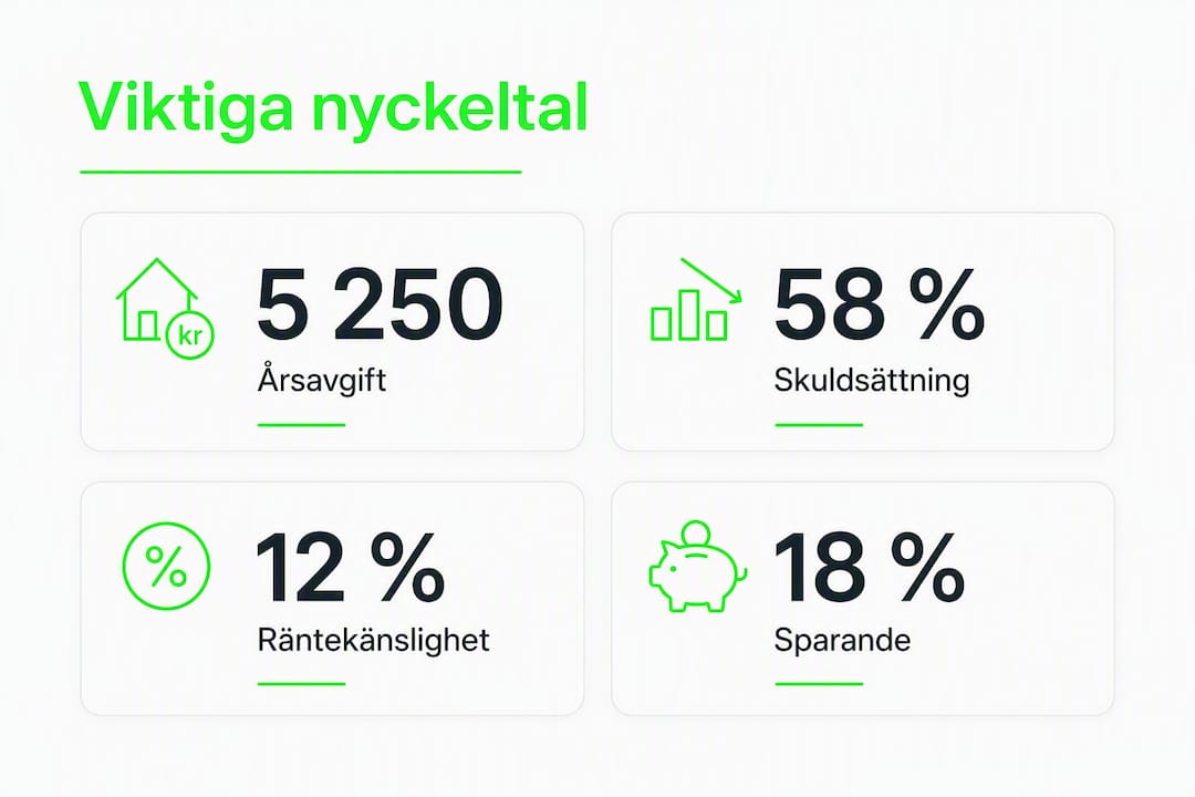 Överskådlig infografik med de viktigaste nyckeltalen för din BRF