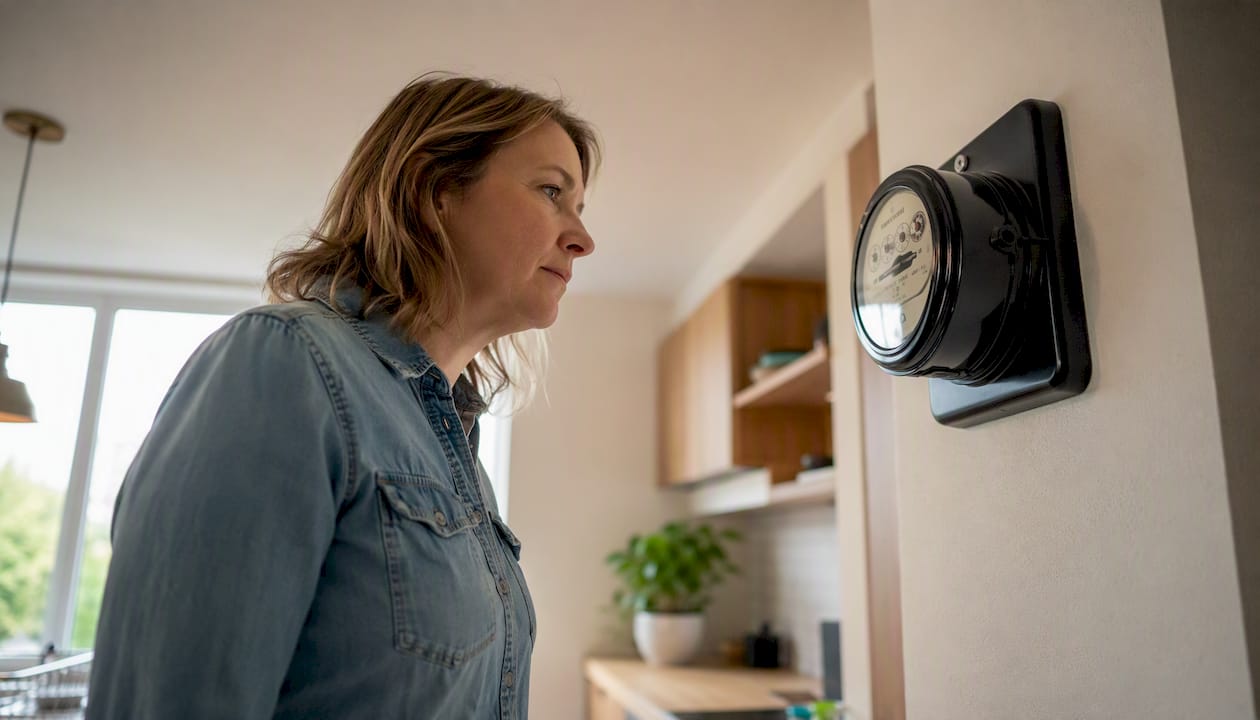 Närbild på elmätare i ett bostadshus