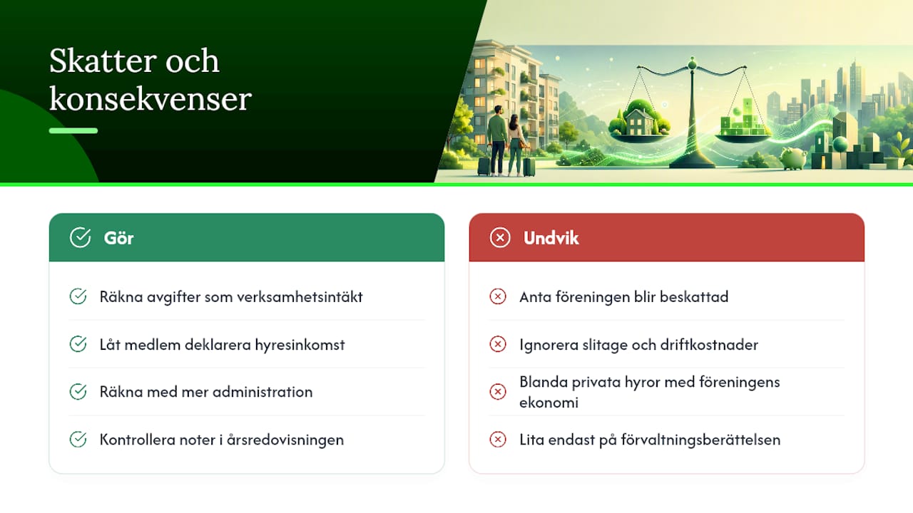 Skatteregler och ekonomiska konsekvenser för föreningen — overview diagram