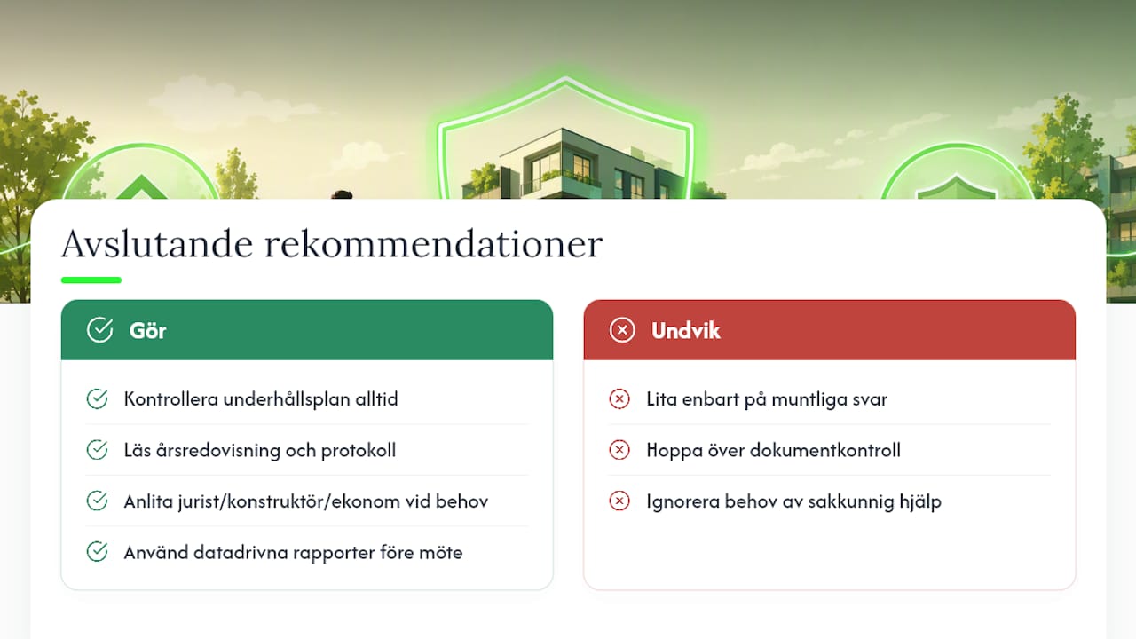 Avslutande rekommendationer — overview diagram