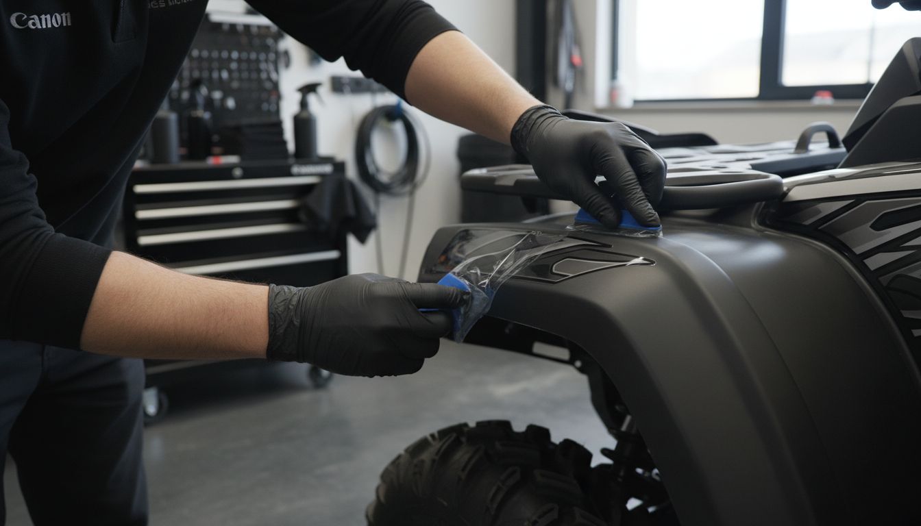 aplicare autocolant atv