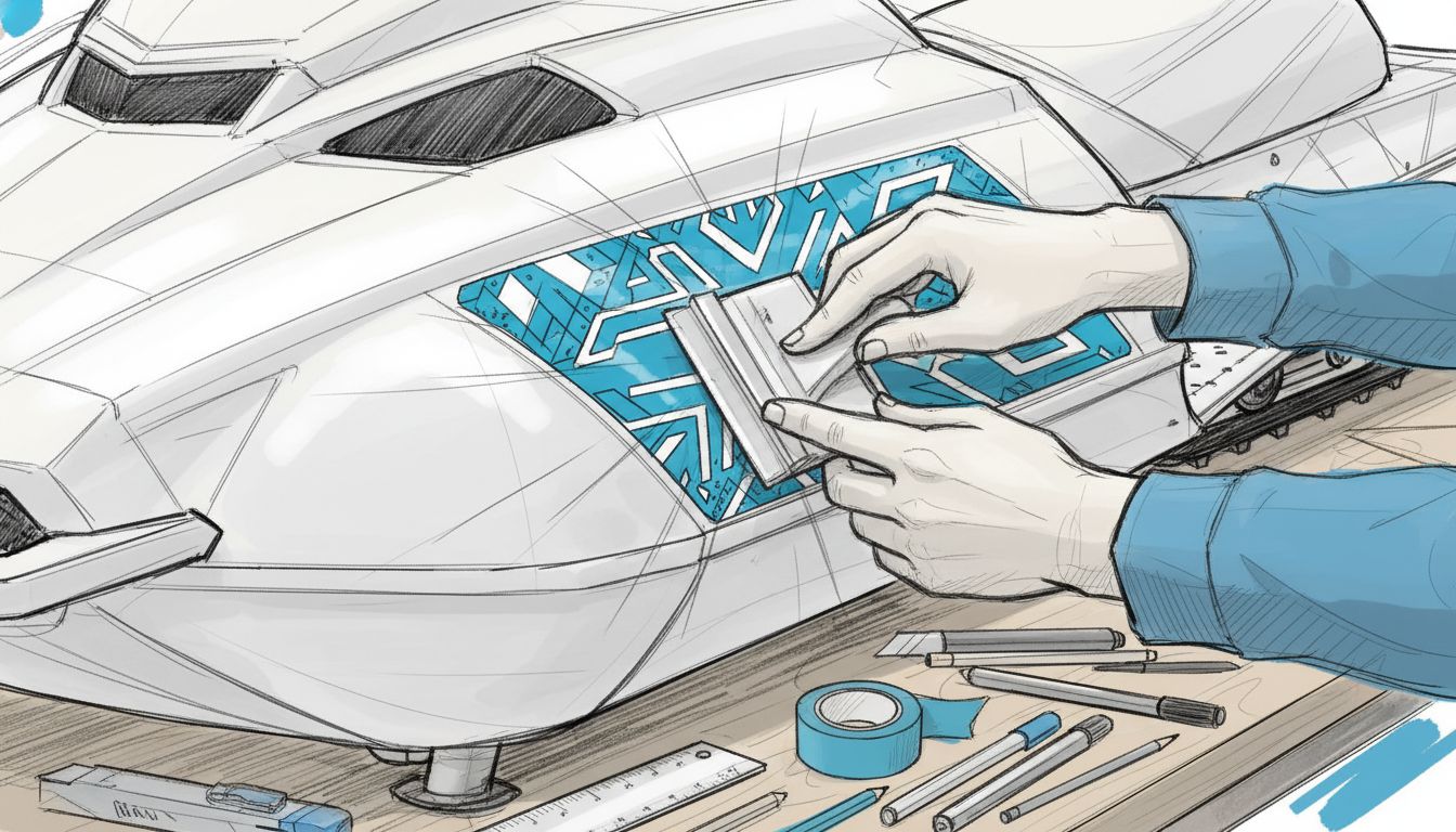 aplicare autocolant snowmobil