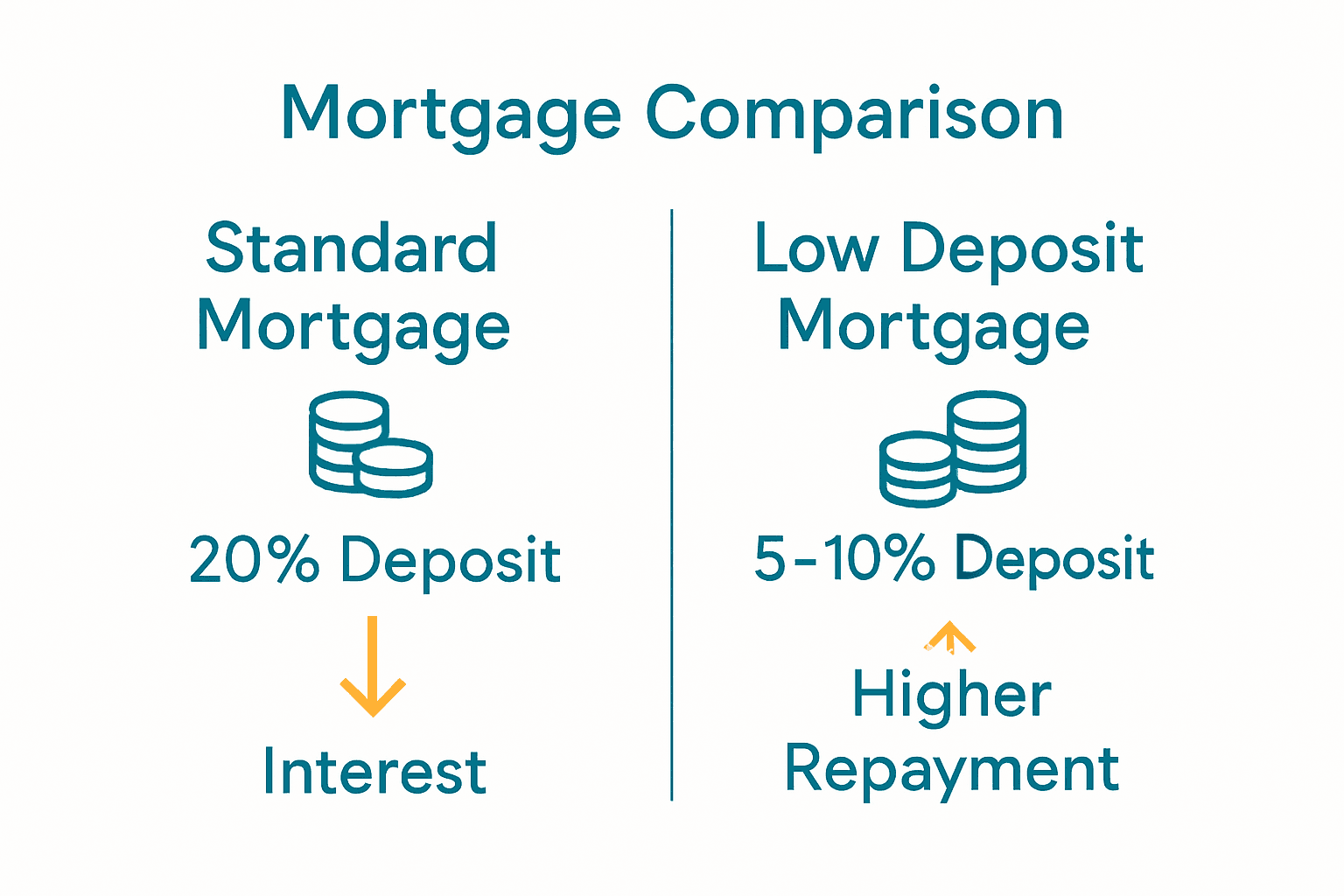 Infographic comparing standard and low deposit mortgages
