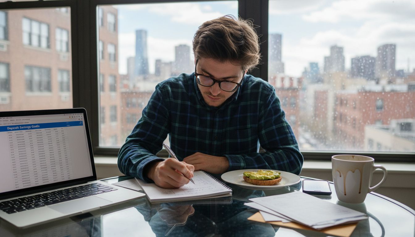 Calculating mortgage deposit at kitchen table