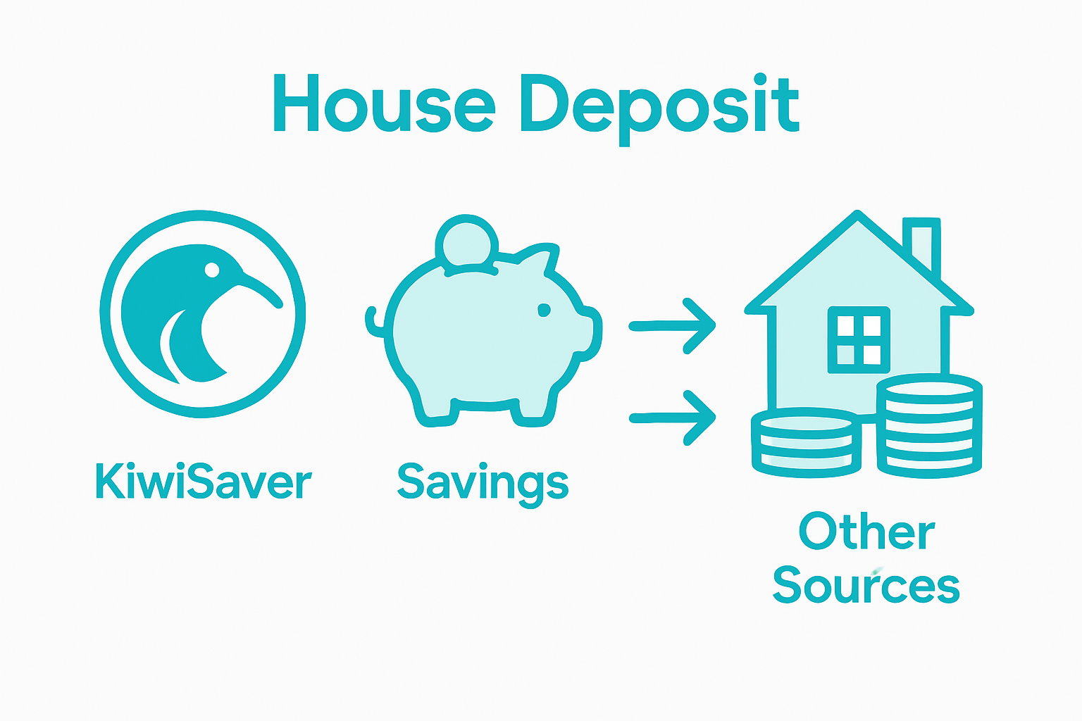 Deposit sources with icons for KiwiSaver and savings