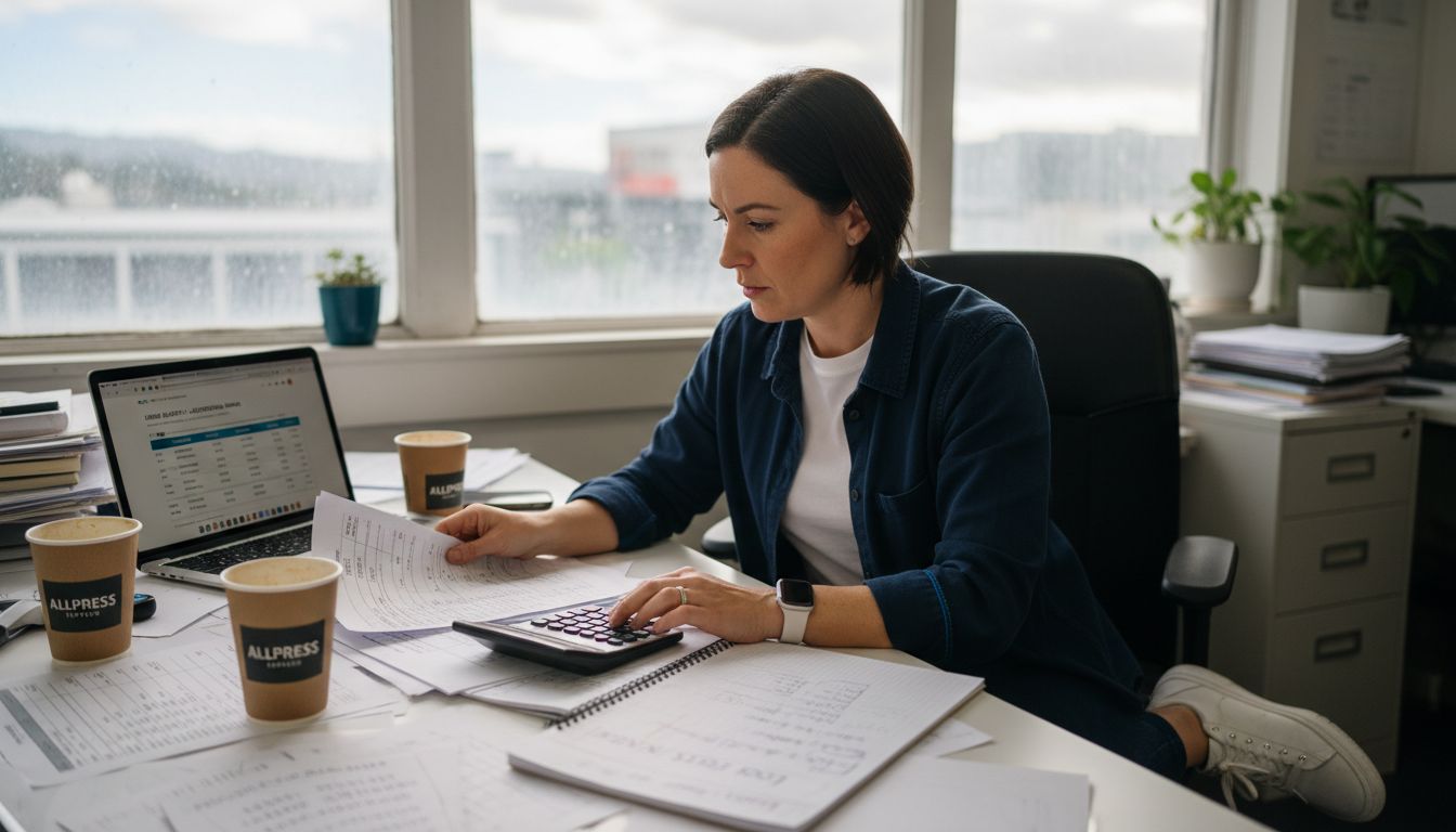 Broker reviewing multiple home loan rate sheets