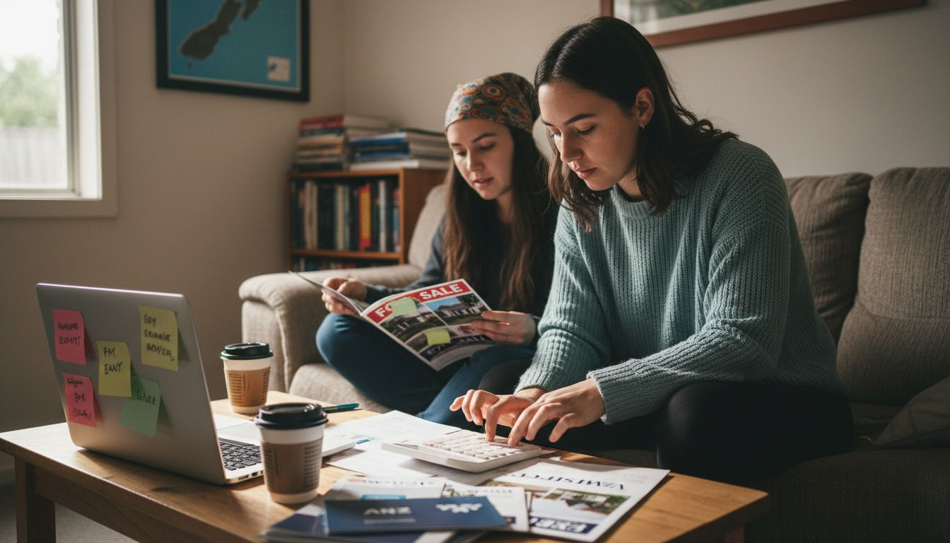 Women calculating deposit at home