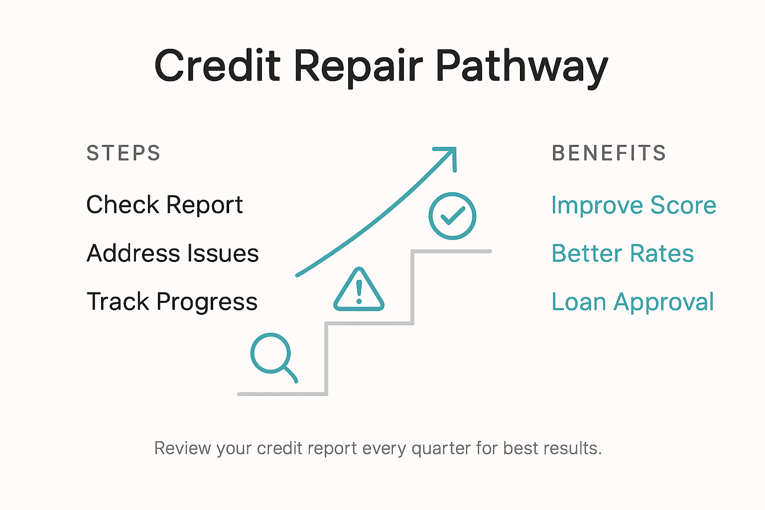 Infographic showing credit repair steps and benefits
