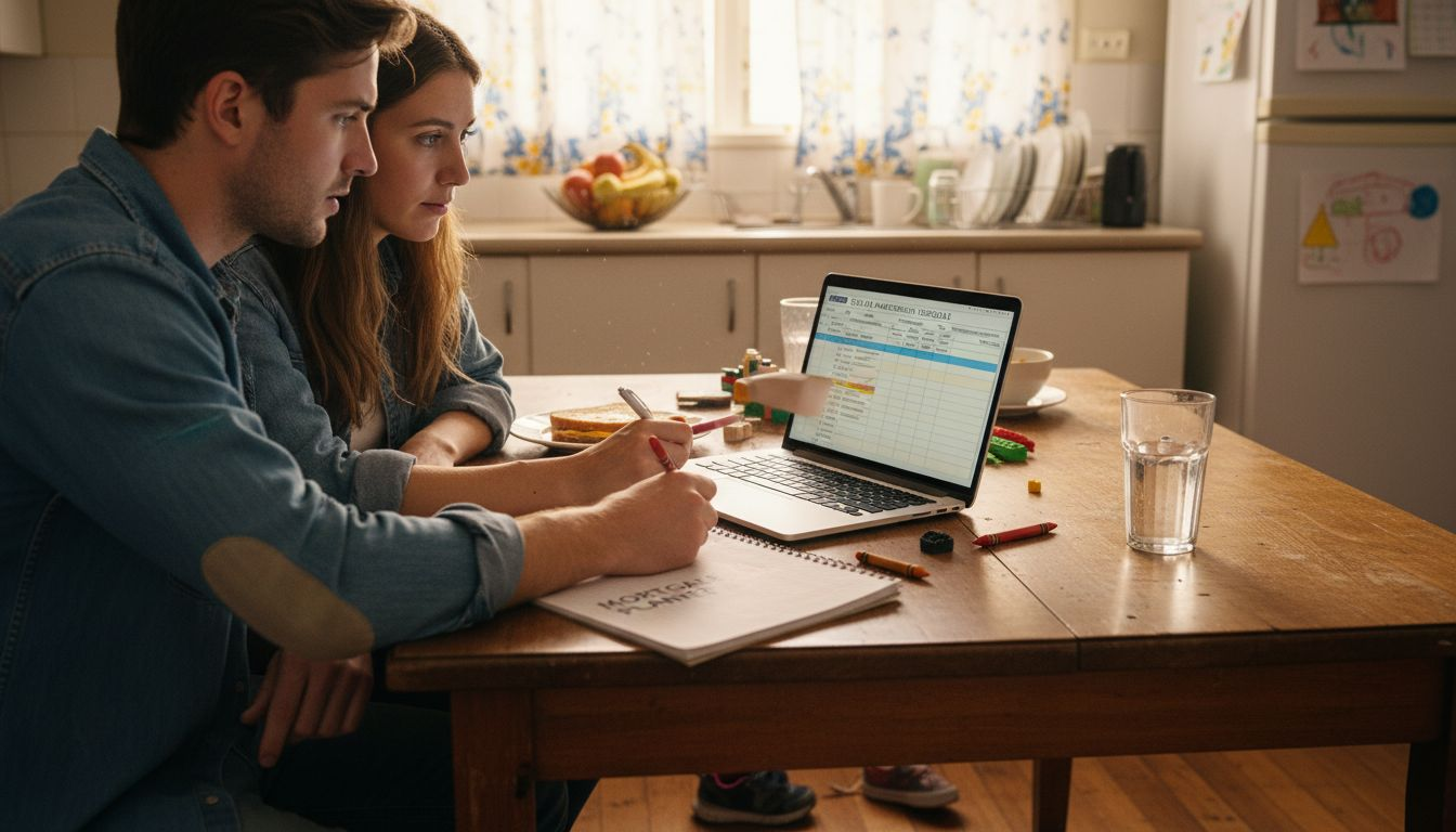 Couple studying home loan amortisation schedule