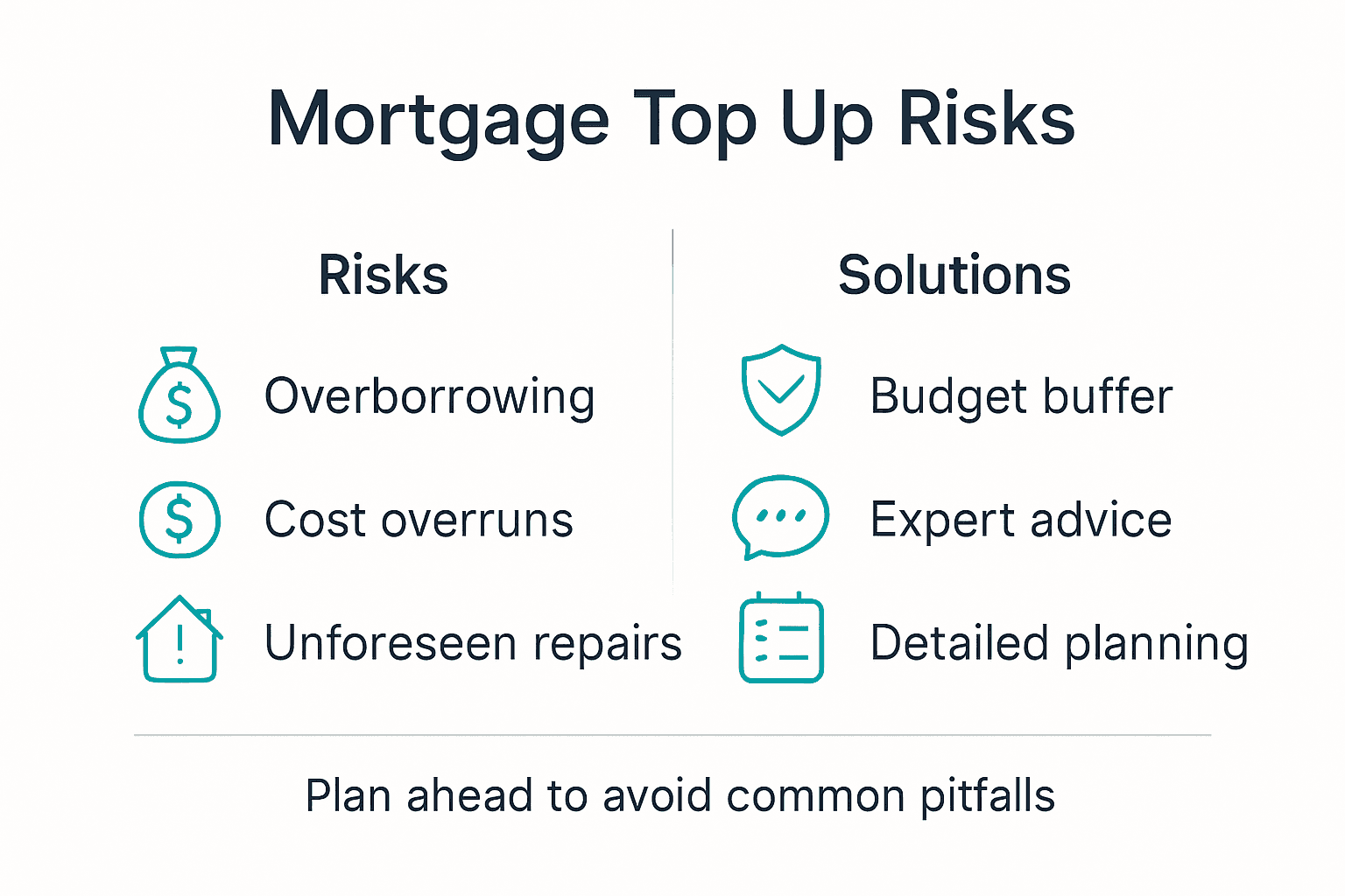 Infographic showing mortgage top up risks and solutions