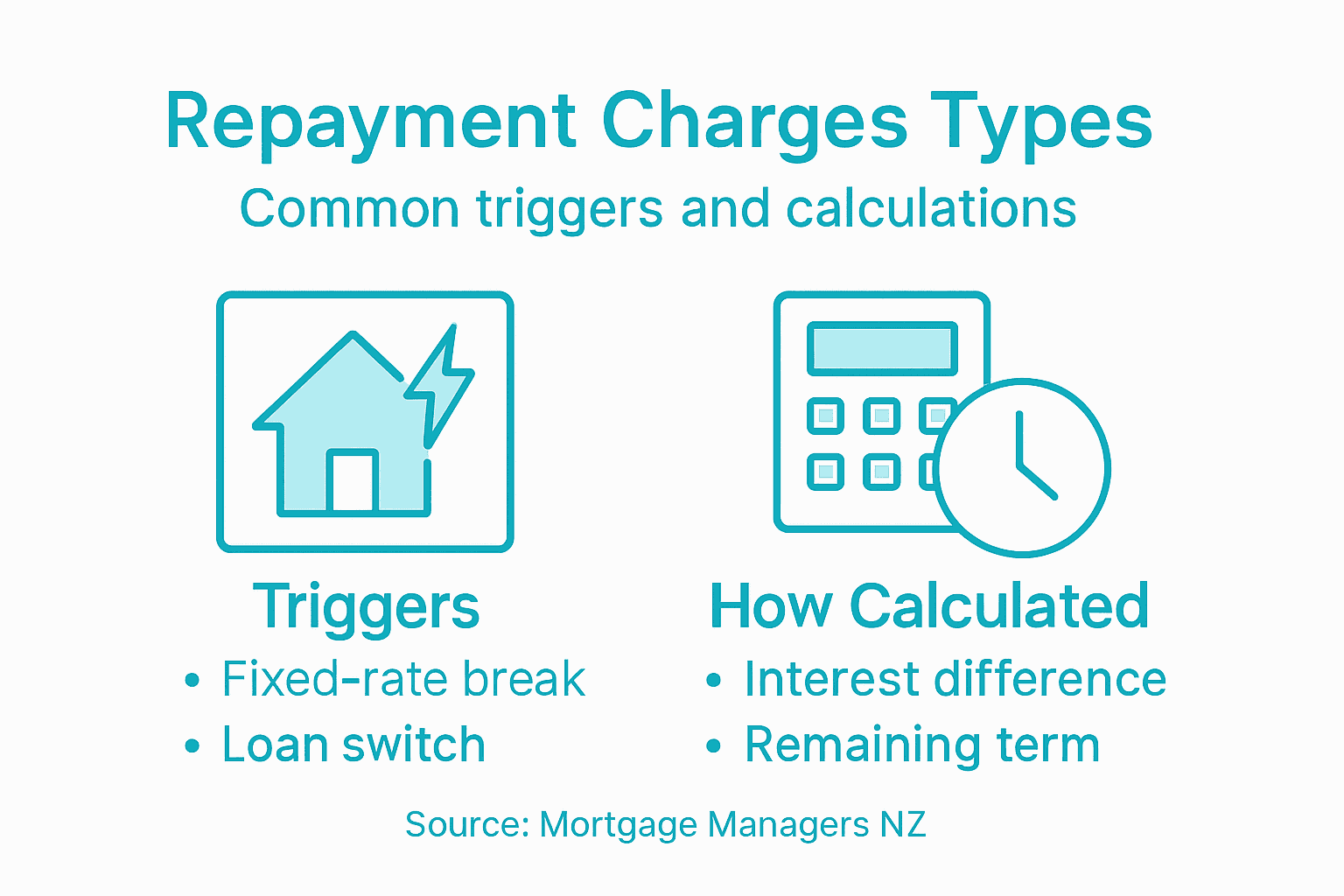 Infographic showing early repayment charge triggers and calculations
