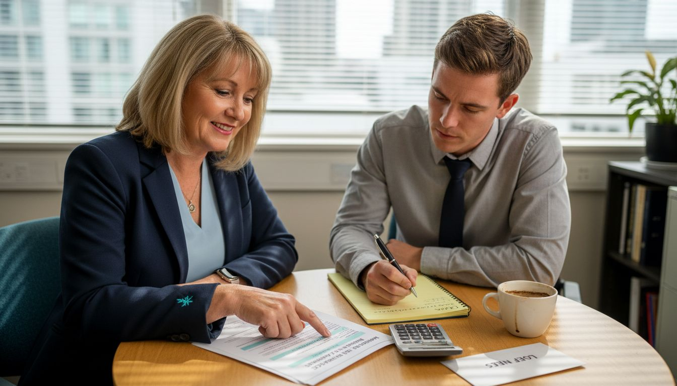 Adviser discussing mortgage insurance fees