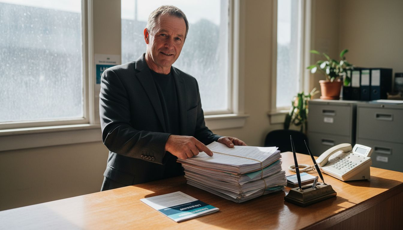 Mortgage adviser showing LMI documents to client