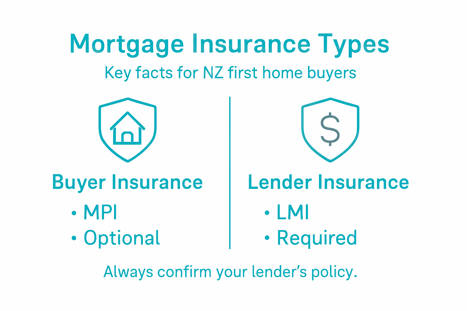 Infographic outlining mortgage insurance types in NZ
