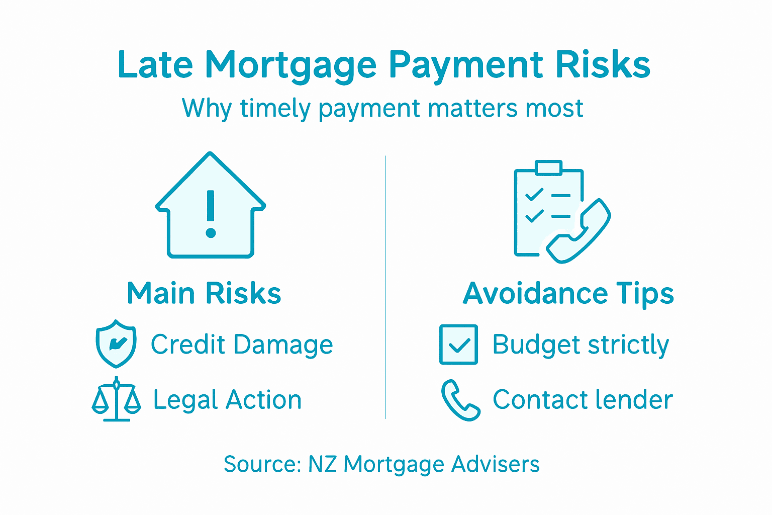 Infographic risks and solutions for late mortgage payments