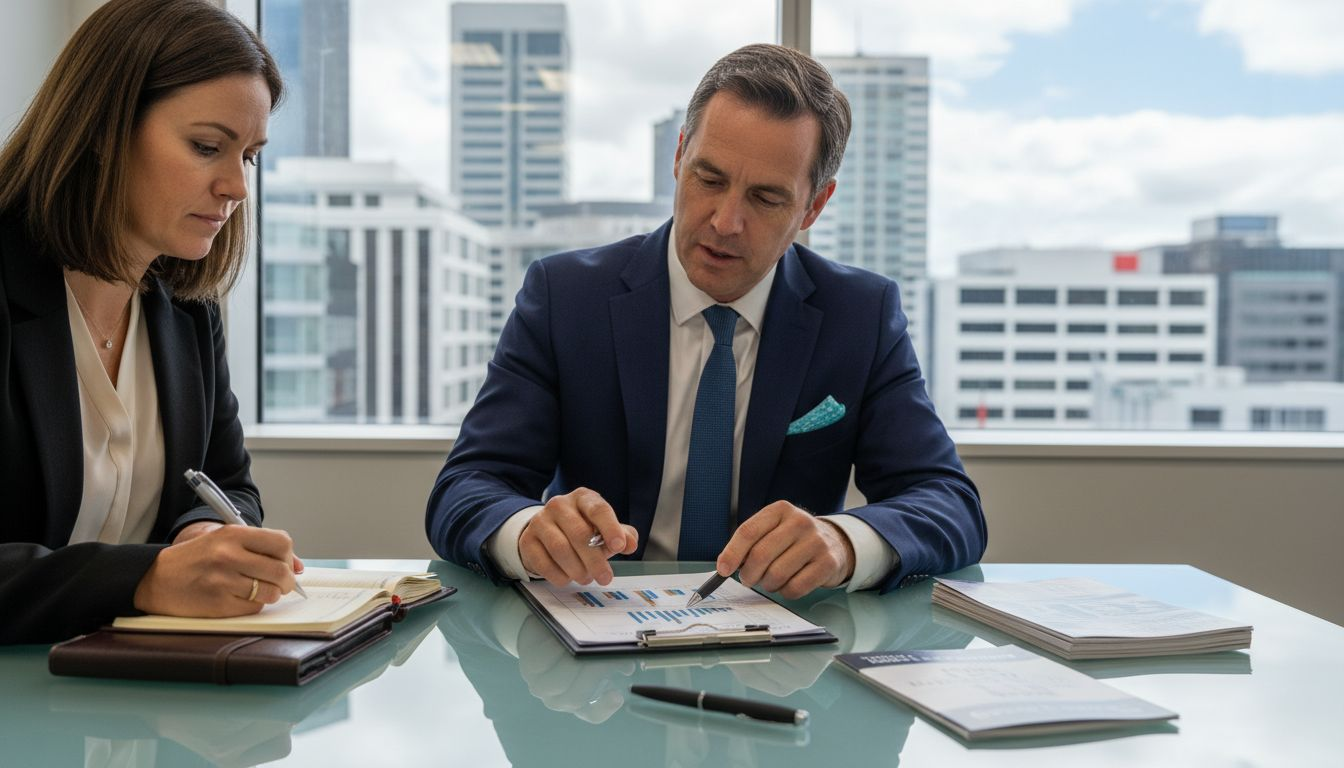 Bank officer showing break fee calculation