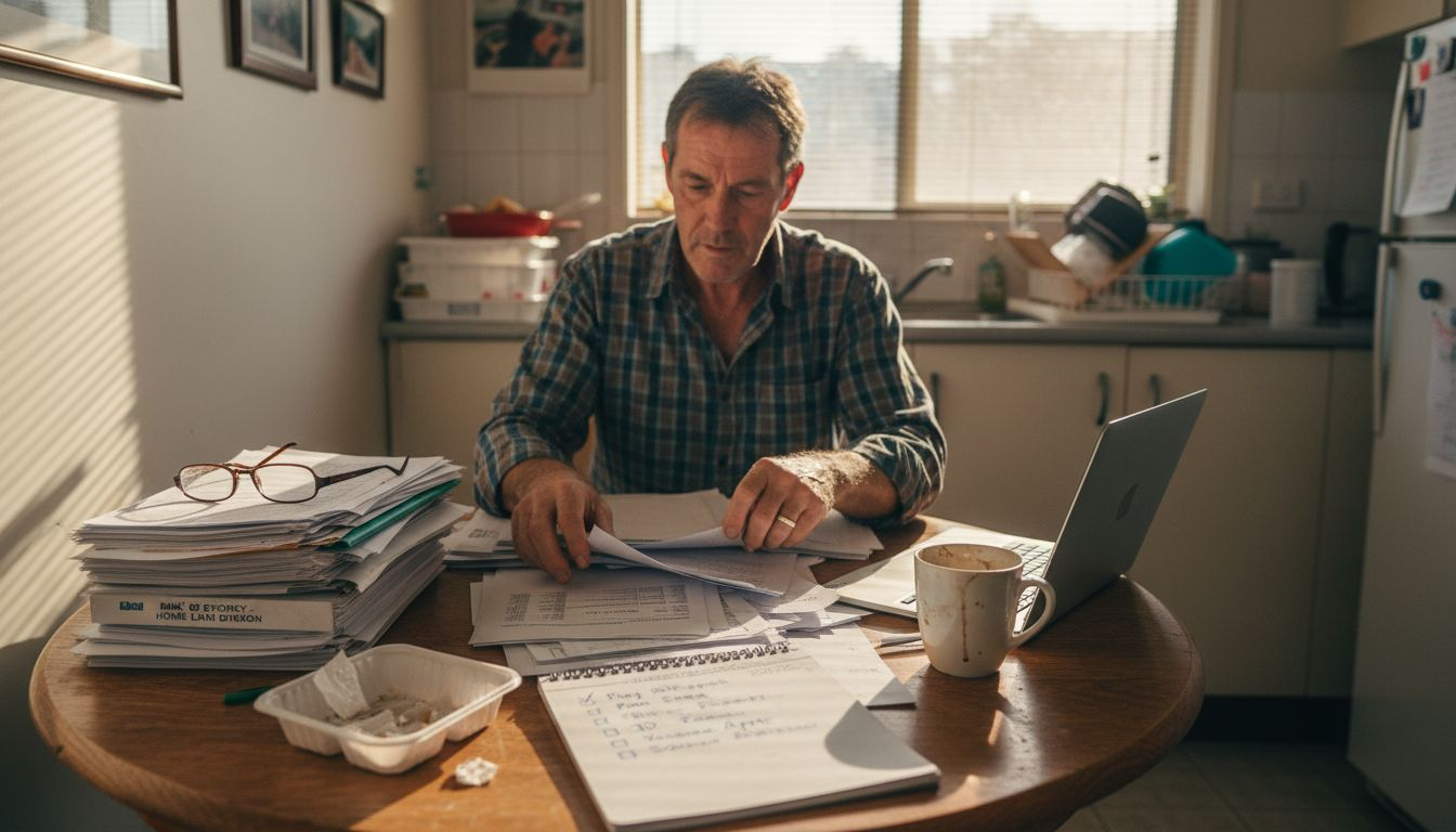 Man organising home loan documents checklist