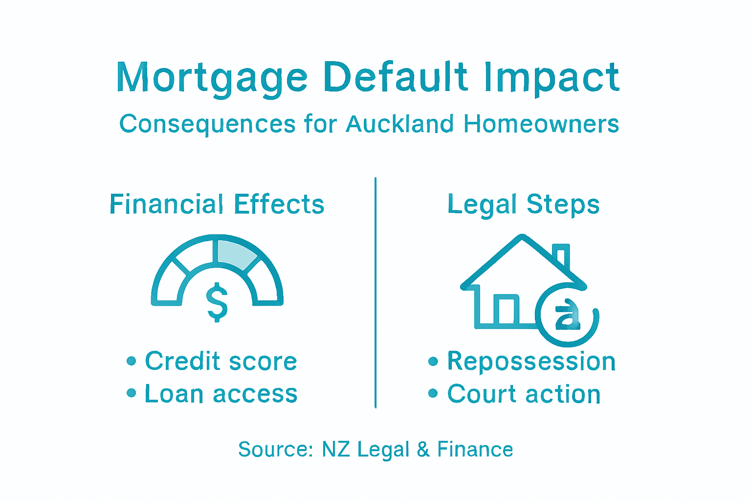 Infographic on mortgage default impacts Auckland
