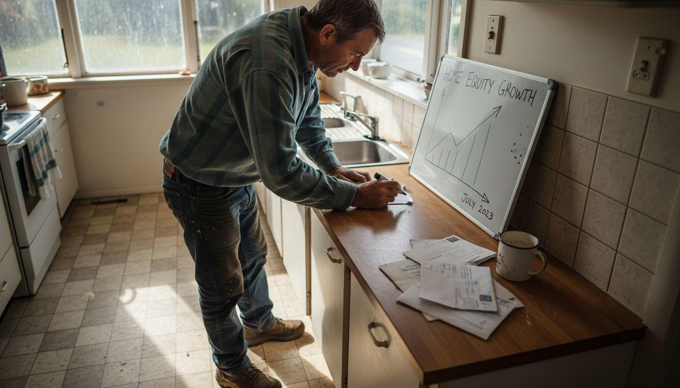 Man charting home equity growth on whiteboard