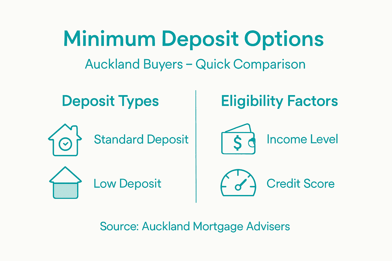 Infographic showing Auckland deposit options