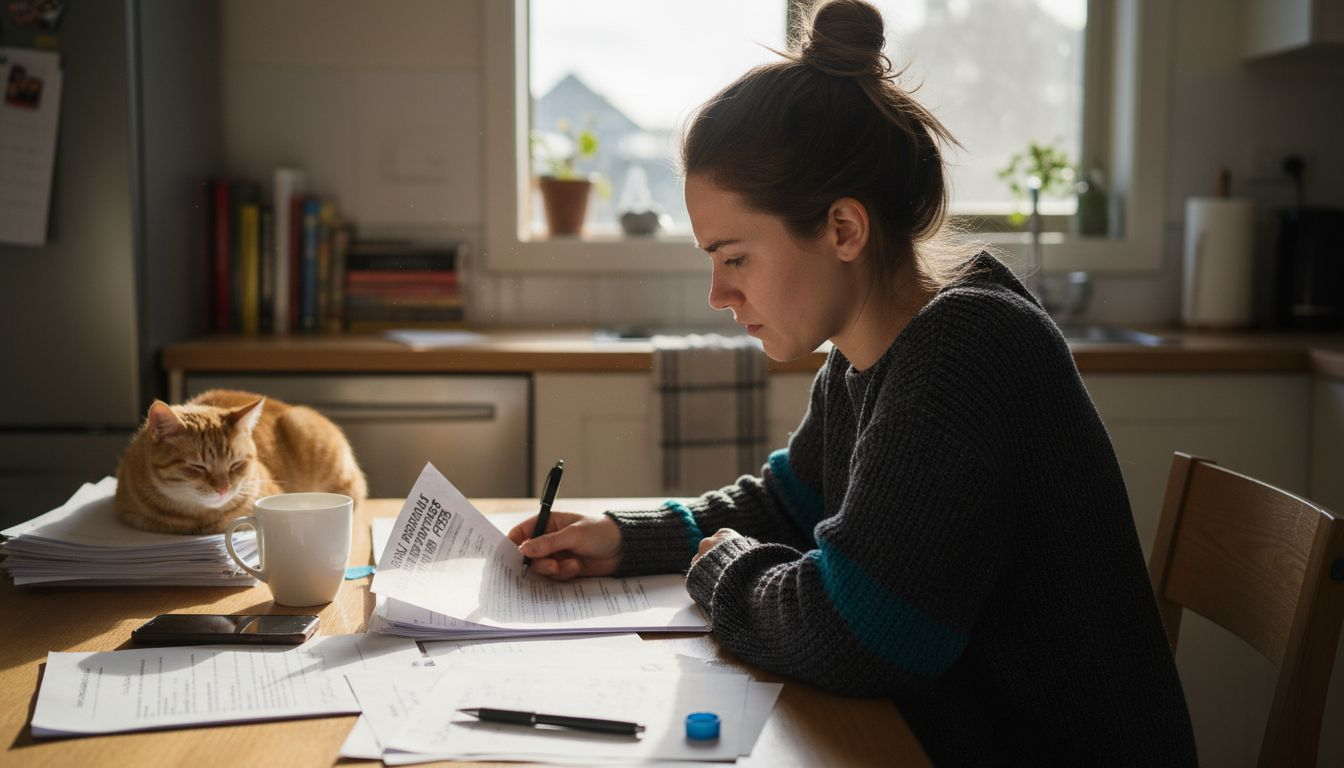 Woman reviewing early repayment fee document