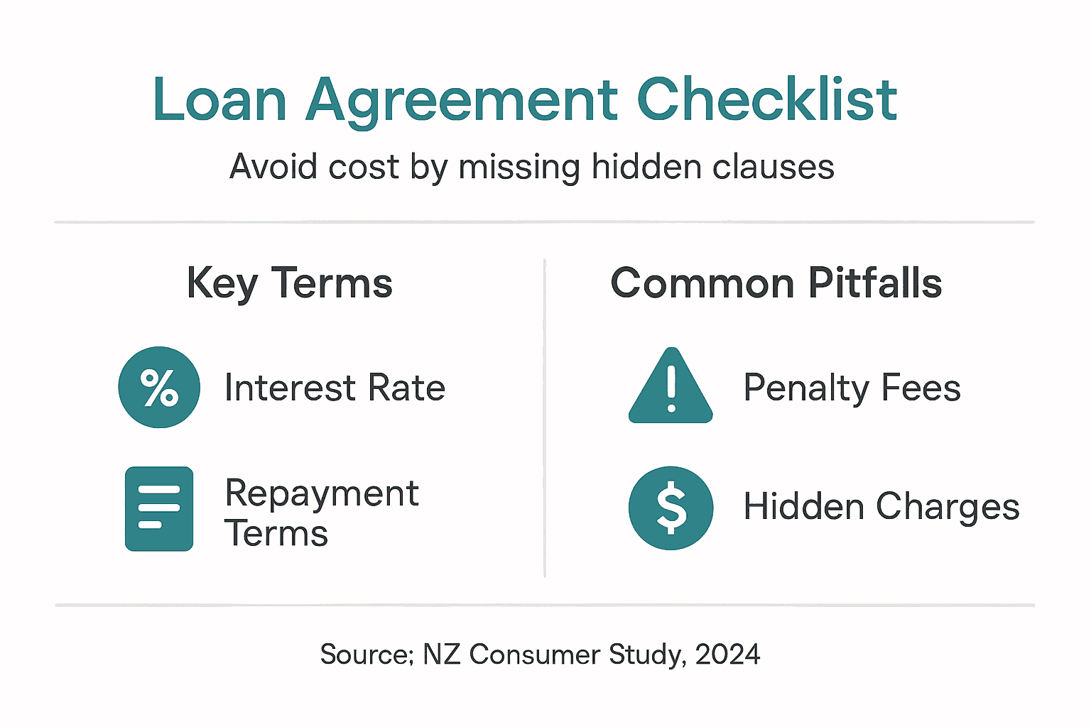 Infographic showing key loan agreement review steps