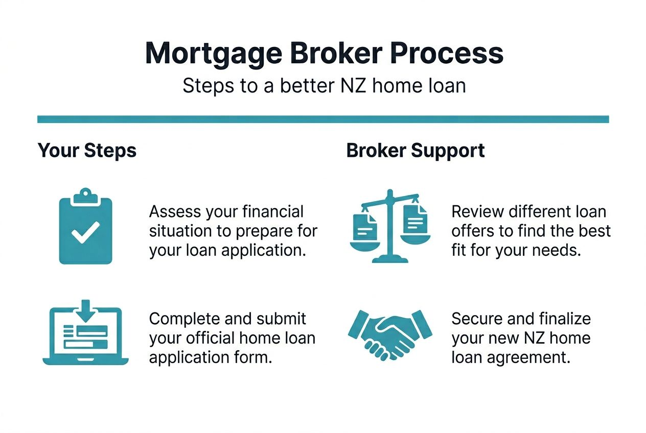 Infographic showing broker process and client steps