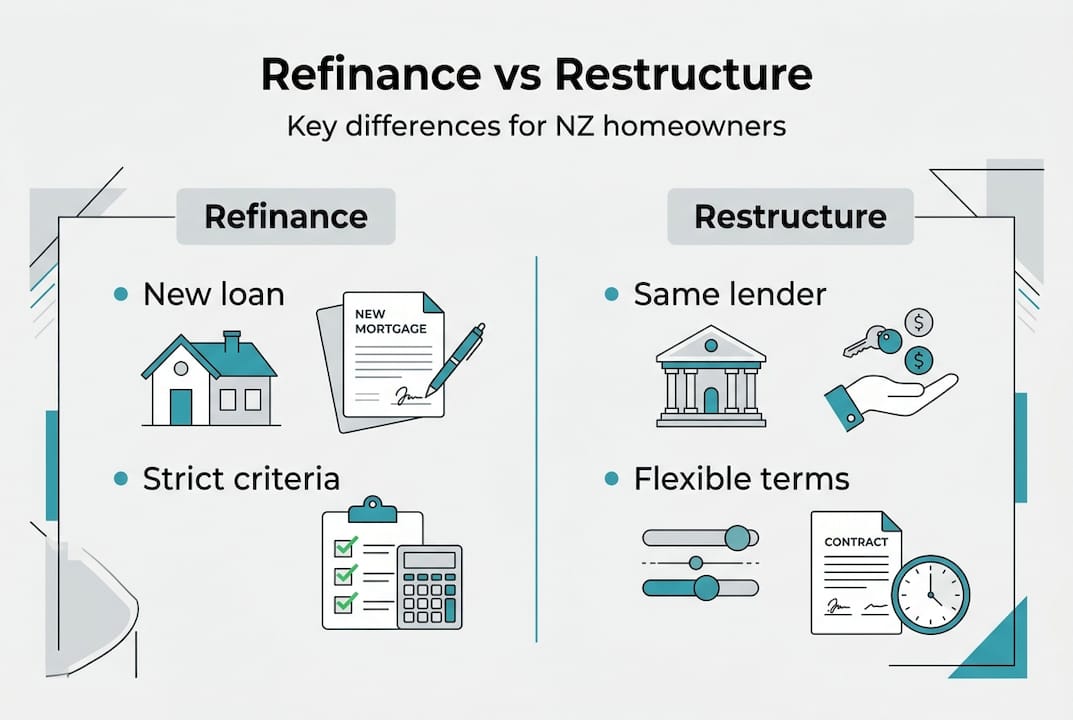 Infographic showing refinance vs restructure comparison