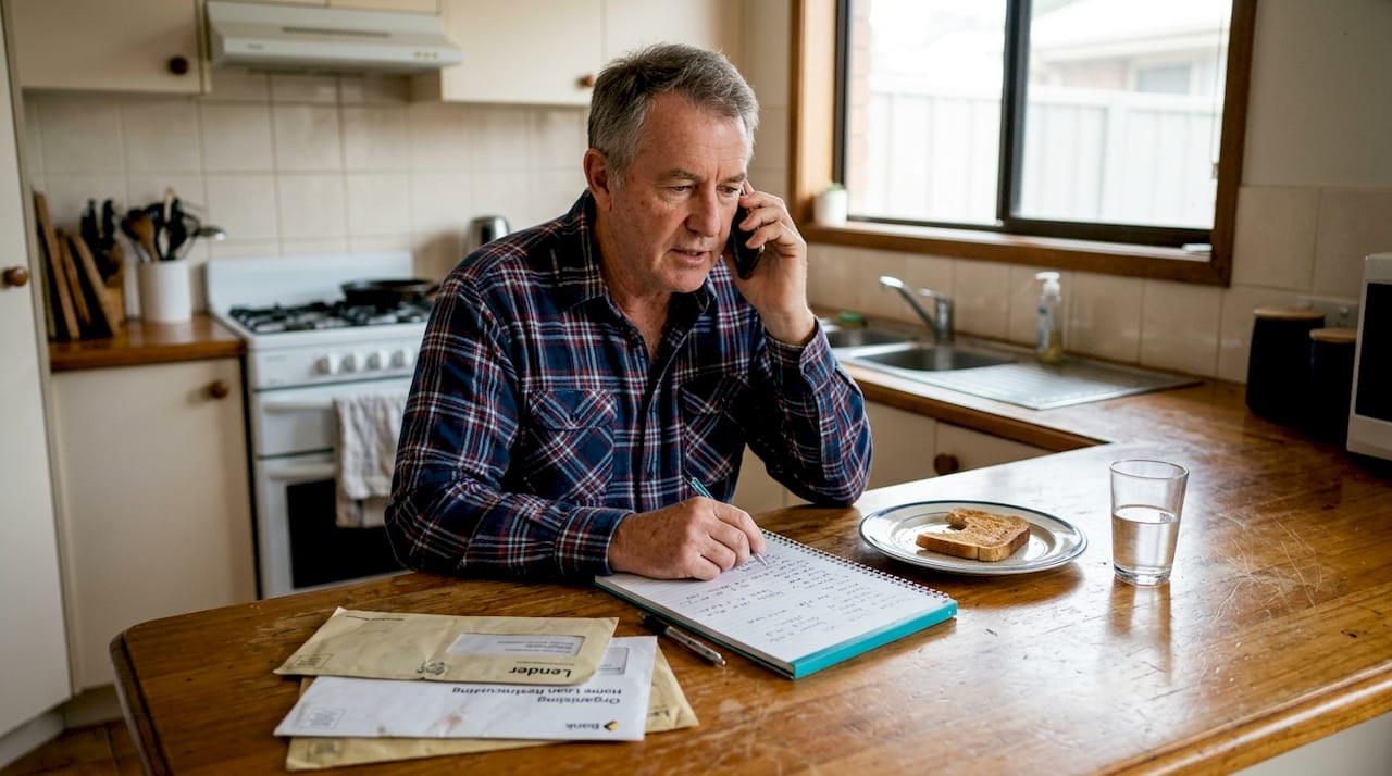 Man calling lender to restructure mortgage