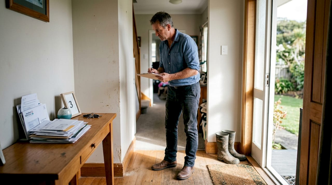 Property valuer inspecting home interior