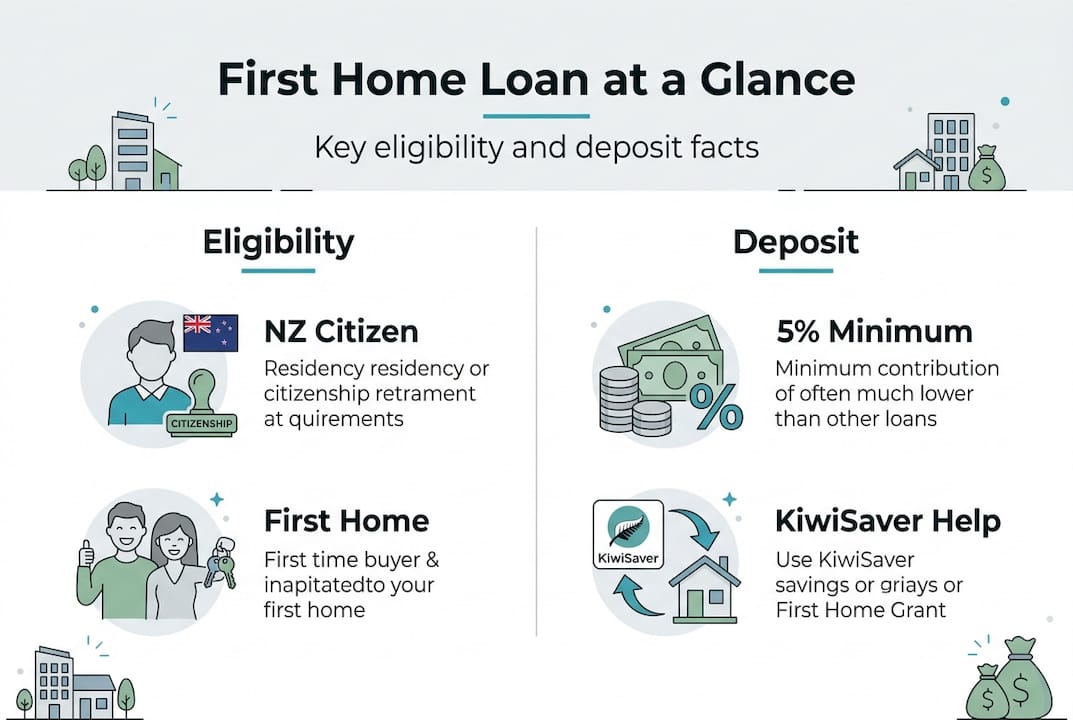 Infographic outlining First Home Loan criteria