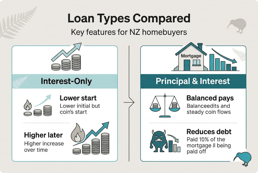 Infographic comparing two NZ mortgage loan types
