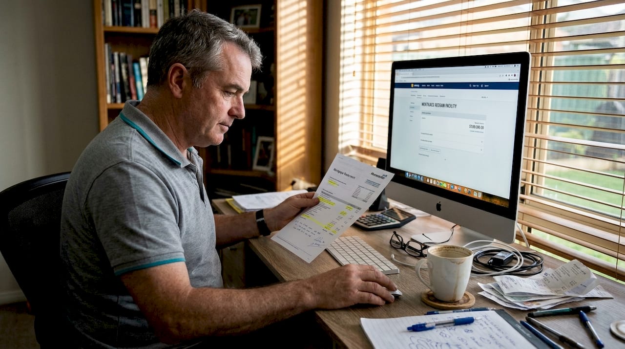 Homeowner checking mortgage redraw facility