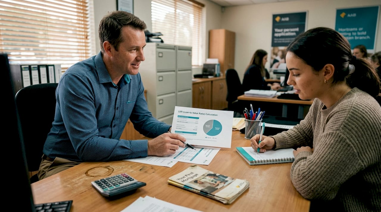 Bank adviser explains LVR with documents