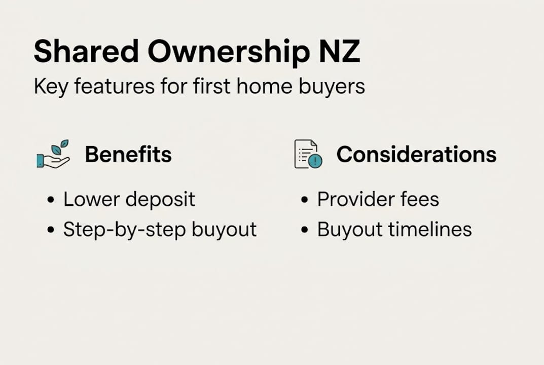 Infographic with NZ shared ownership benefits and risks
