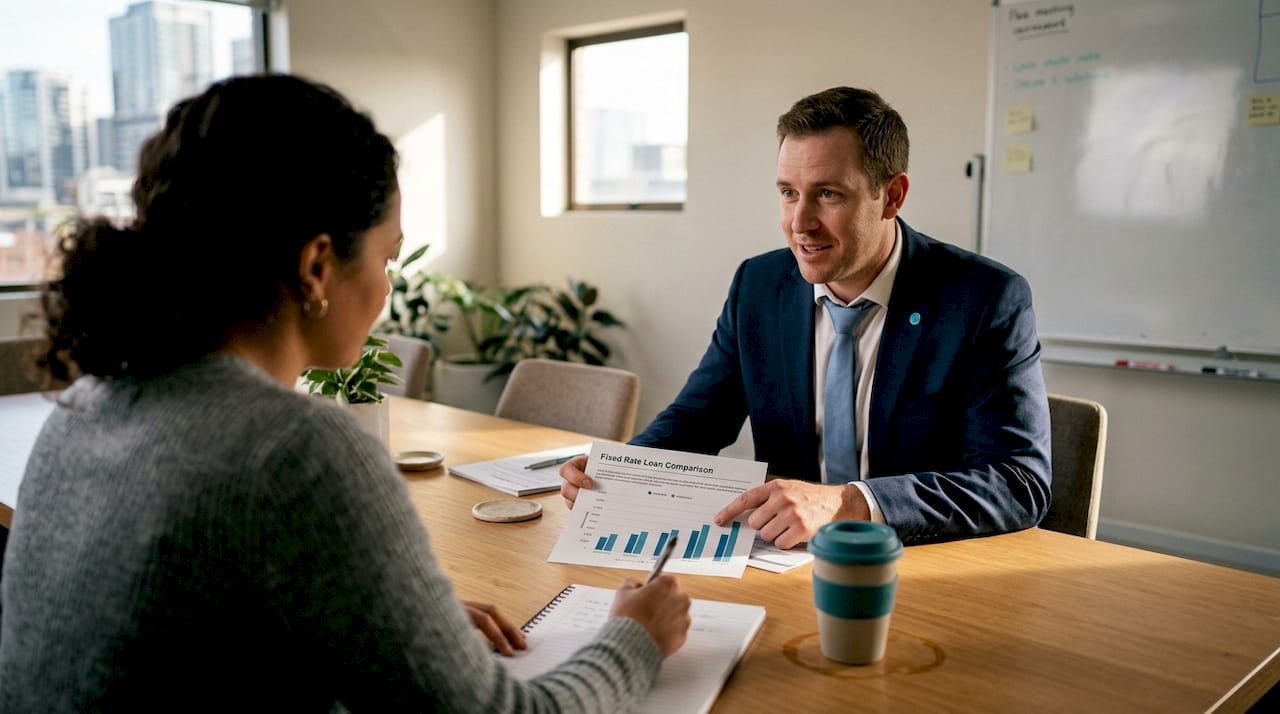 Bank officer explains fixed rate mortgage