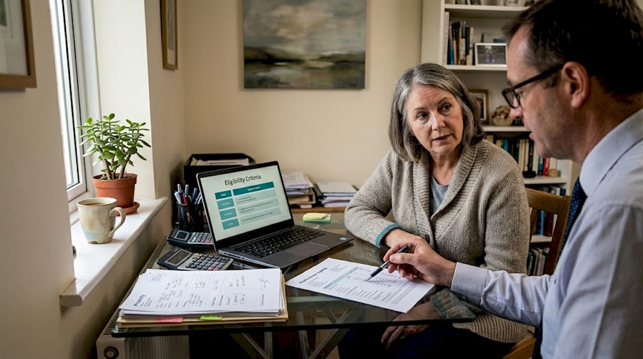 Homeowner consulting adviser about equity release