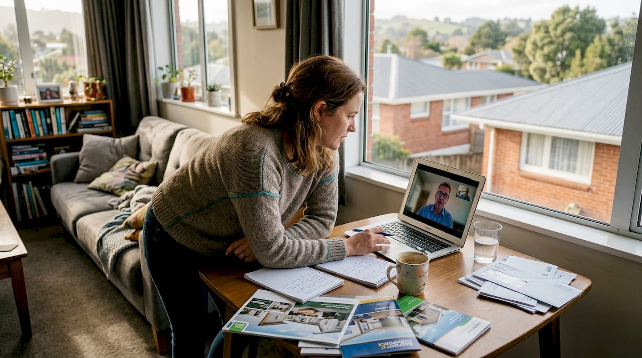 Homebuyer discussing government-backed loan online