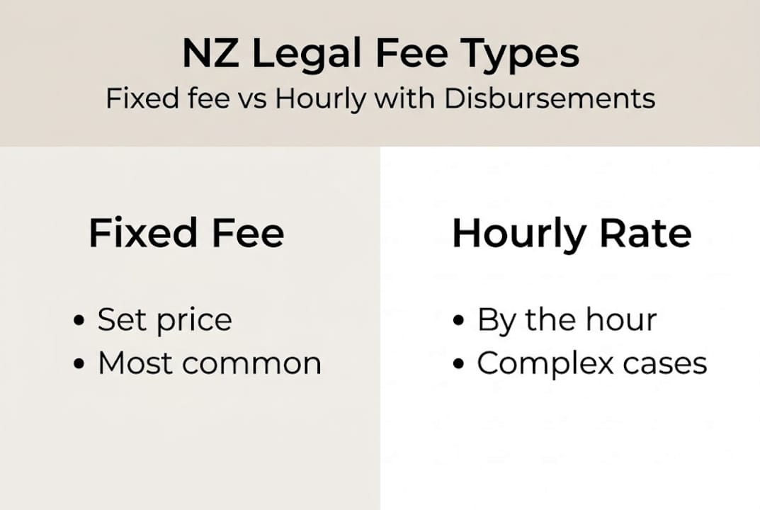 Infographic showing NZ legal fee structures overview