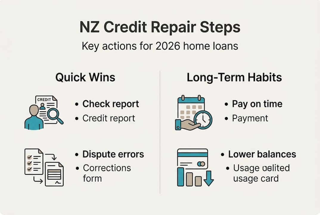 Infographic on credit repair actions and habits