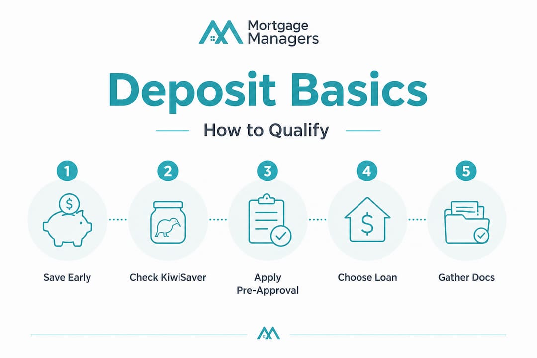 Infographic illustrating key steps to home loan deposit