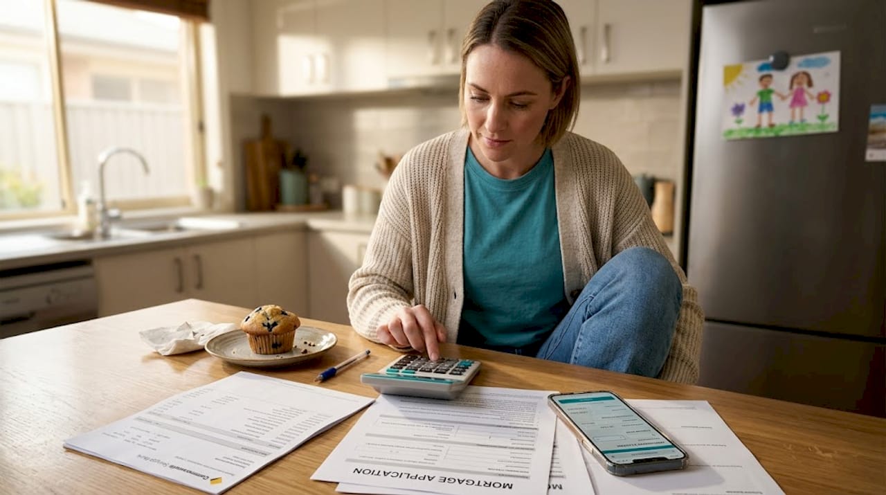 Person entering figures into mortgage calculator