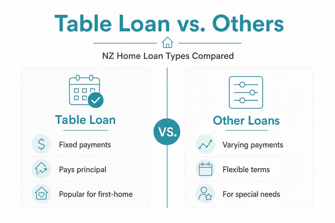 Infographic comparing table loans and other NZ loan types