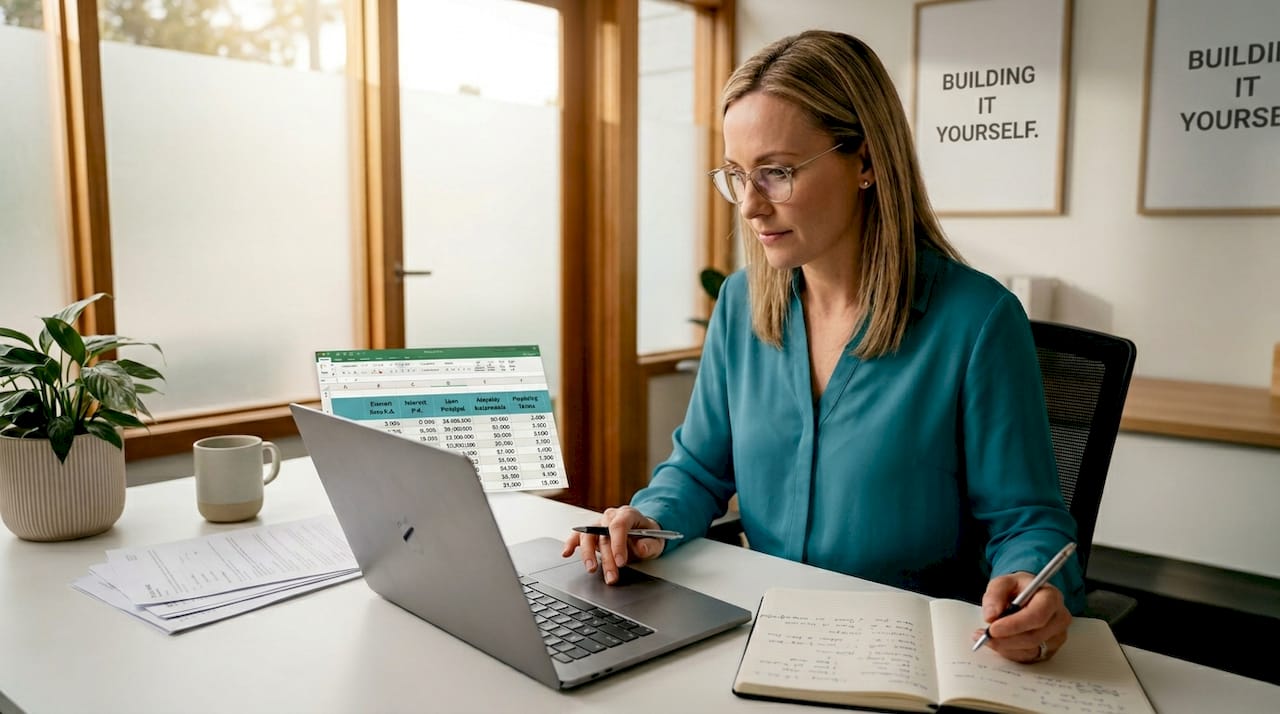 Bank loan officer reviewing mortgage rates