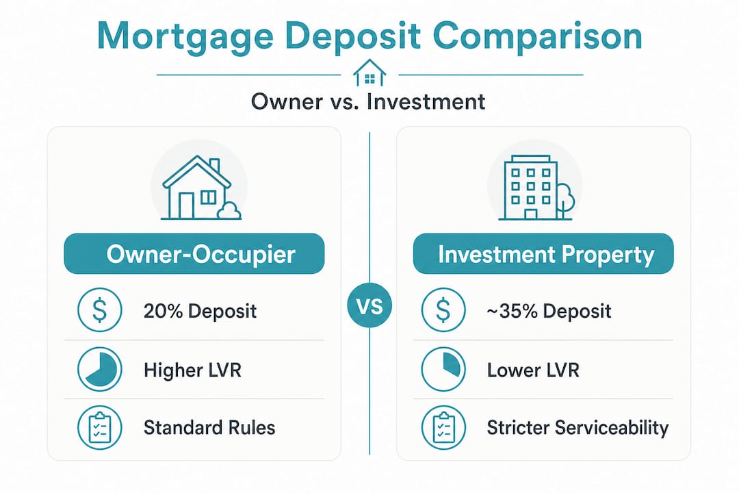 Infographic comparing deposit rules owner vs investment