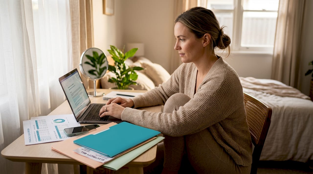 Woman working on credit rebuilding financial plan