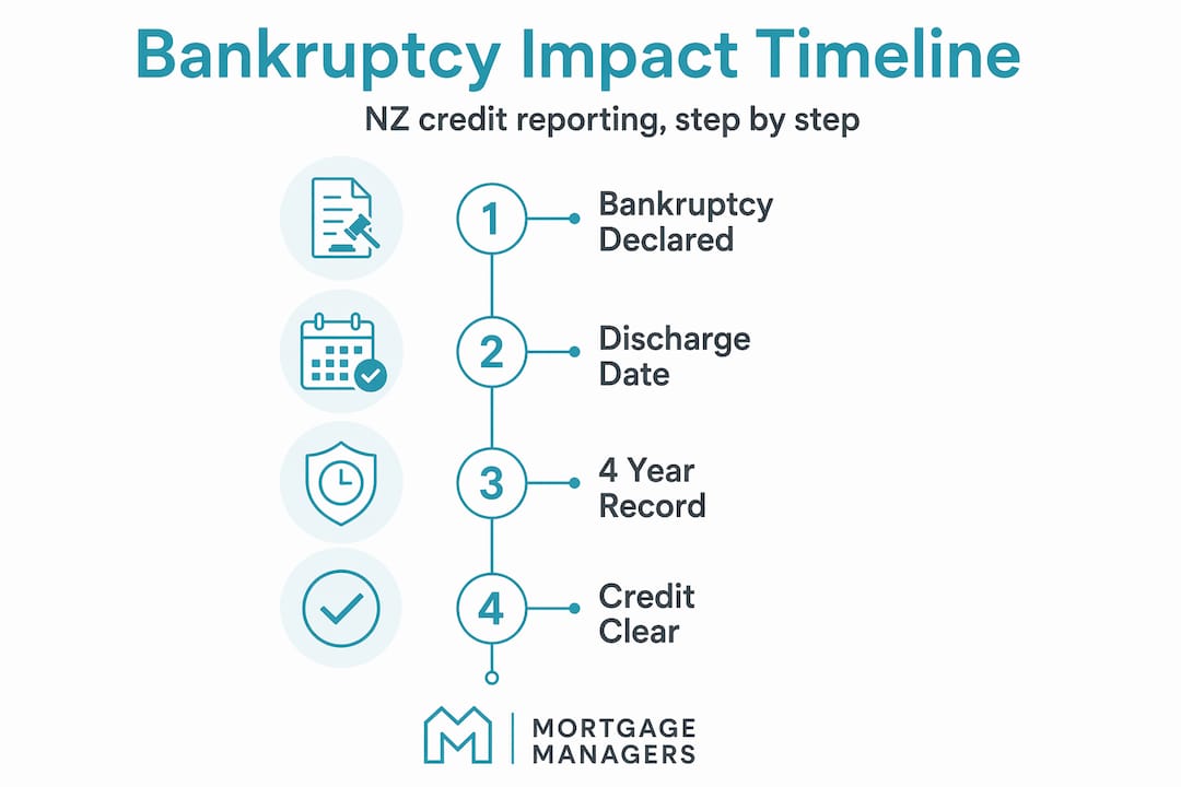 Timeline infographic showing bankruptcy reporting steps