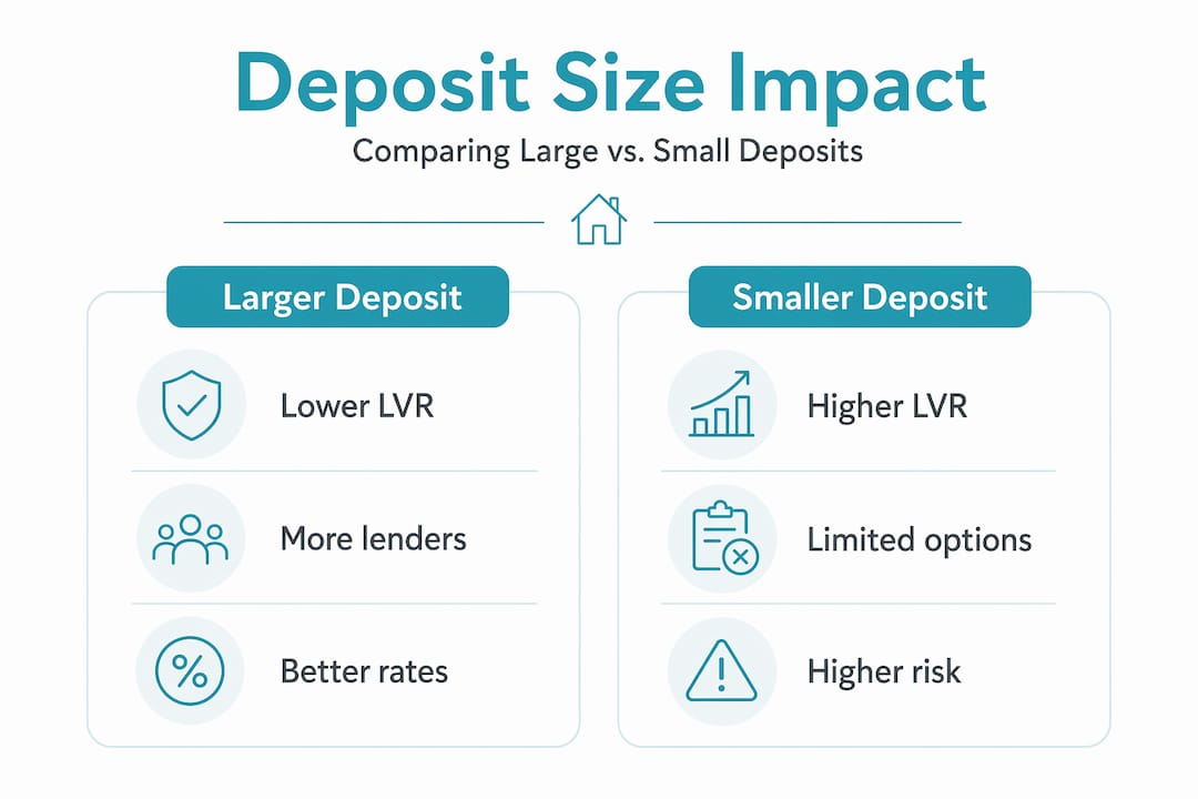 Infographic comparing large versus small deposits
